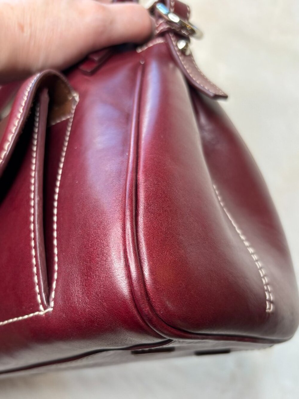 Dooney & Bourke Bordeaux Florentine Toscana Leather Front Pocket Satchel-Like Ne - Picture 12 of 16